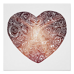 Love Doodle Heart Abstracte Art Perfect Poster