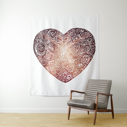 Love Doodle Heart Abstracte Art Wandkleed (In situ)