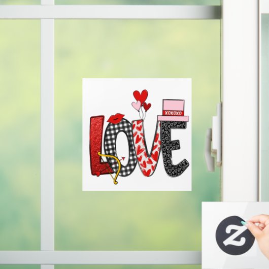 Love Doodle, Valentijnsdag Raamsticker (Huis)