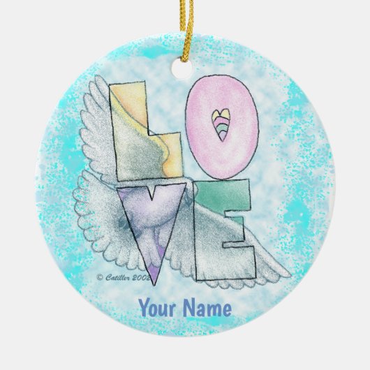 Love Dove Keramisch Ornament (Voorkant)
