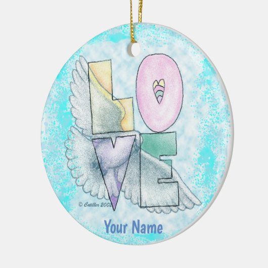 Love Dove Keramisch Ornament (Links)