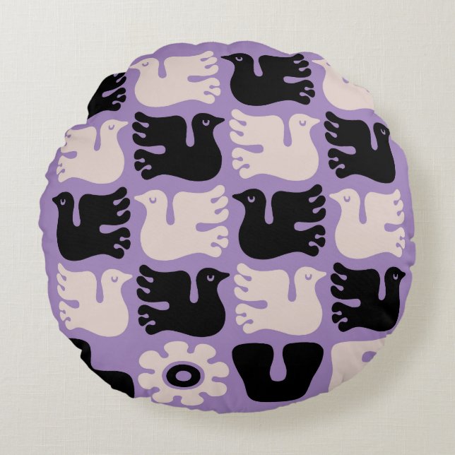 Love Dove Rond Kussen (Voorkant)