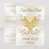 Love Doves and Heart Wedding Save the Date Kaarten (Voorkant / Achterkant)