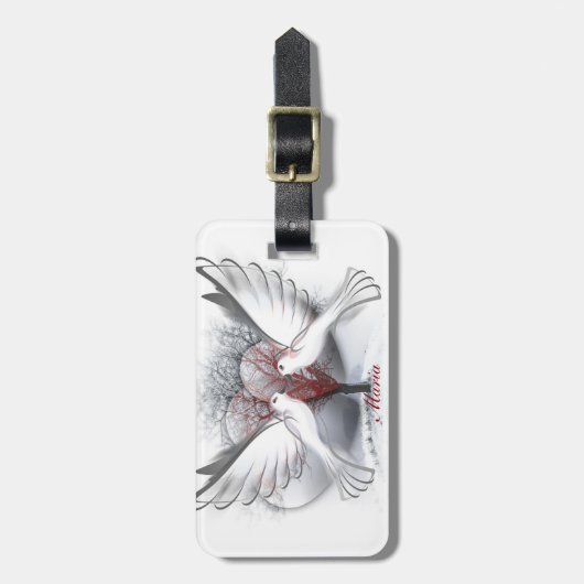 Love Doves Bagagelabel with Leather Strap (Voorkant verticaal)