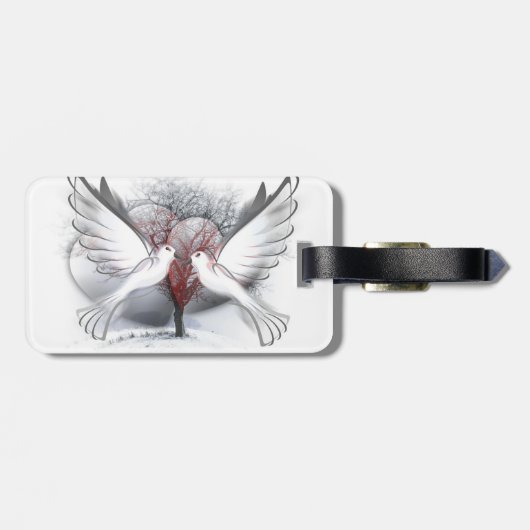 Love Doves Bagagelabel with Leather Strap (Achterkant horizontaal)