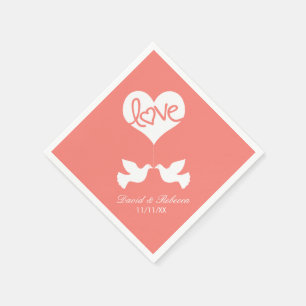 Love Doves - Coral Pink Servetten