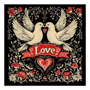 Love Doves design Perfect Poster