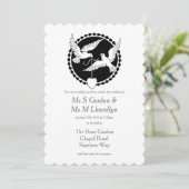Love Doves Elegant Lesbian Wedding Invitation Kaart (Staand voorkant)