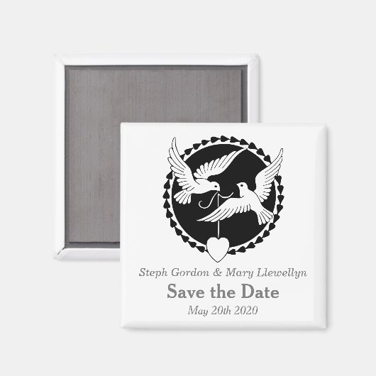 Love Doves Elegant Save the Date Bruiloft Magnet (Voorkant / Achterkant)