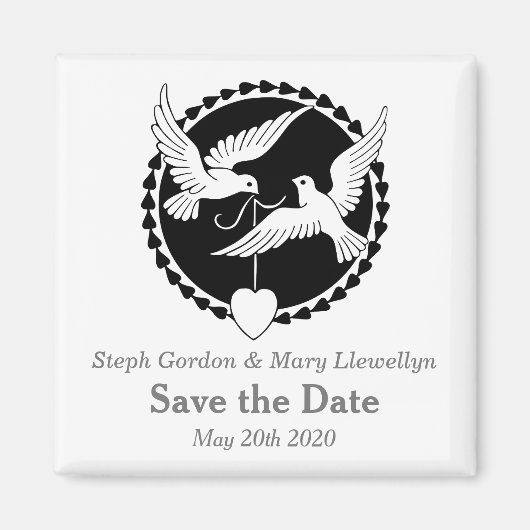 Love Doves Elegant Save the Date Bruiloft Magnet (Voorkant)