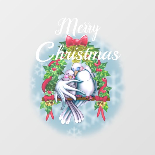 Love Doves Merry-kerstvensterkoeling Raamsticker (Vel)