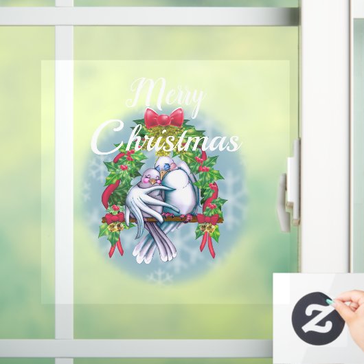 Love Doves Merry-kerstvensterkoeling Raamsticker (Huis)