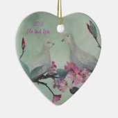 Love Doves Ornaming met aanpasbare TEKST Keramisch Ornament (Rechts)