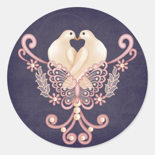 Love Doves Ronde Sticker (Voorkant)