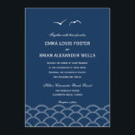 Love Doves Wedding Invitations - Navy Kaart<br><div class="desc">Een moderne illustratie van twee liefdesduiven die over de oceaangolven vliegen,  creëer een mooie bruiloft als aanvulling op je romantische viering van de zeebodem. Meer kleuren beschikbaar. Aangepaste kleuren beschikbaar op request.com</div>