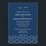 Love Doves Wedding Invitations - Navy Kaart<br><div class="desc">Een moderne illustratie van twee liefdesduiven die over de oceaangolven vliegen,  creëer een mooie bruiloft als aanvulling op je romantische viering van de zeebodem. Meer kleuren beschikbaar. Aangepaste kleuren beschikbaar op request.com</div>