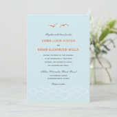 Love Doves Wedding Invitting - Sky Blue Kaart (Staand voorkant)