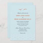 Love Doves Wedding Invitting - Sky Blue Kaart (Voorkant / Achterkant)