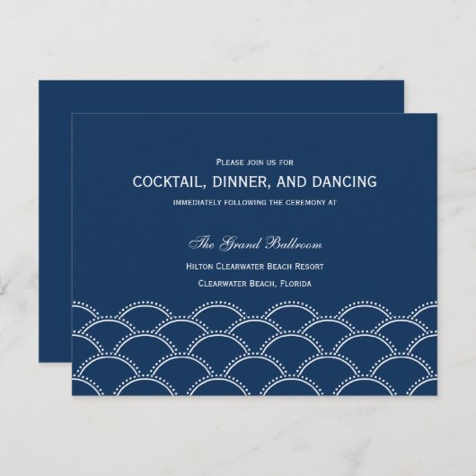 Love Doves Wedding Reception Cards - marine Informatiekaartje (Voorkant / Achterkant)