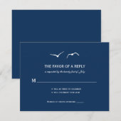 Love Doves Wedding RSVP Cards - Navy Kaartje (Voorkant / Achterkant)