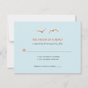 Love Doves Wedding RSVP-kaarten - Sky Blue RSVP Kaartje