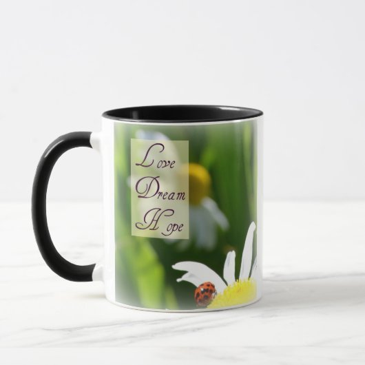 Love, Dream, Hope Ladybug Coffee Cup Mok (Links)