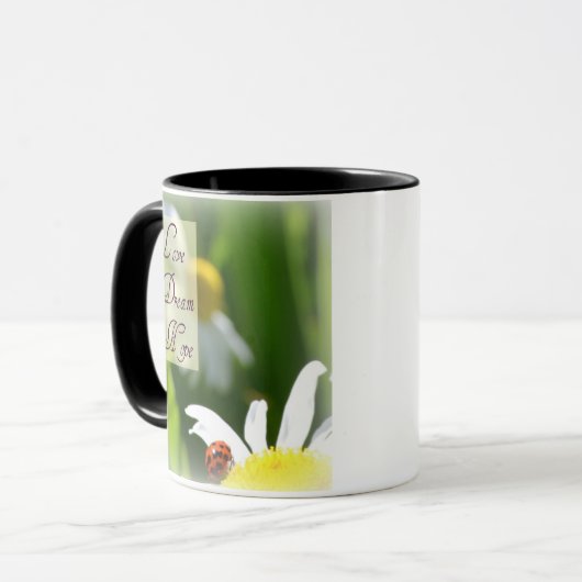 Love, Dream, Hope Ladybug Coffee Cup Mok (Voorkant links)