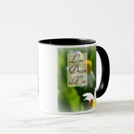 Love, Dream, Hope Ladybug Coffee Cup Mok (Voorkant rechts)