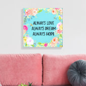 Love Dream Hope Waterverf Floral Canvas Afdruk (Insitu (Woonkamer))