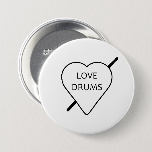 Love Drums Badge Ronde Button 7,6 Cm (Voorkant /achterkant)