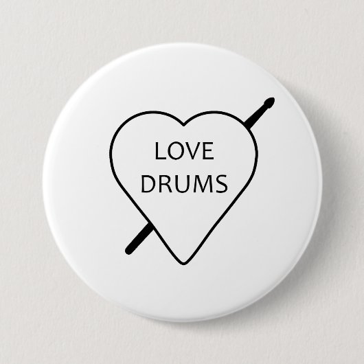 Love Drums Badge Ronde Button 7,6 Cm (Voorkant)