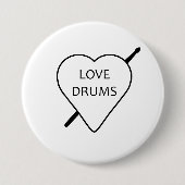 Love Drums Badge Ronde Button 7,6 Cm (Voorkant)