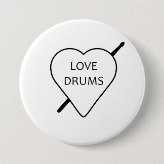 Love Drums Badge Ronde Button 7,6 Cm