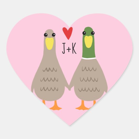 Love Ducks Custom Initialen Valentijn Stickers (Voorkant)