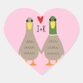 Love Ducks Custom Initialen Valentijn Stickers