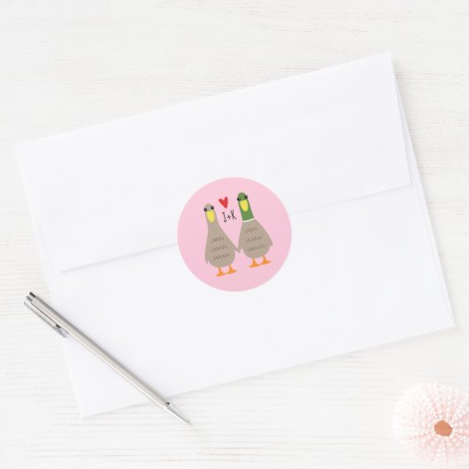 Love Ducks Custom Initialen Valentijn Stickers (Envelop)