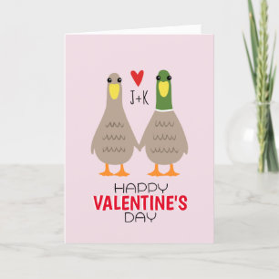 Love Ducks Custom Initialen Valentijnsdag Kaart