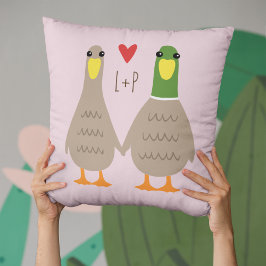 Love Ducks Custom Initialen Valentijnsdag Kussen