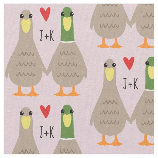 Love Ducks Custom Initialen Valentijnsdag Stof (Close Up)