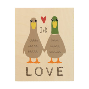 Love Ducks Hout Afdruk