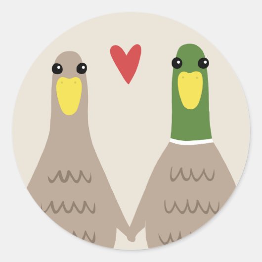Love Ducks Ronde Sticker (Voorkant)