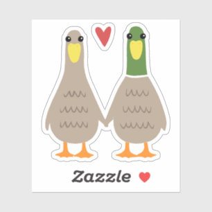 Love Ducks   Schattige Paar Holding Handen w / Har Sticker