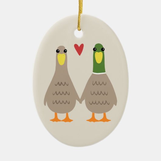 Love Ducks Schattigee paar vakantie Keepsake Keramisch Ornament (Voorkant)