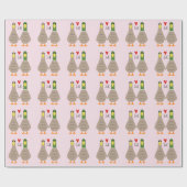 Love Ducks Valentijnsdag Aangepaste Initialen Cadeaupapier (Vlak)