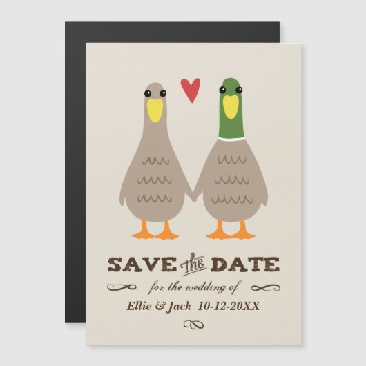 Love Ducks Wedding Save the Date Magnetische Uitnodiging (Voorkant / Achterkant)