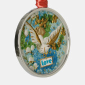  Love duif blauw witte bloemen ornament (Rechts)