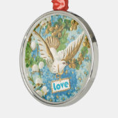 Love duif blauw witte bloemen ornament (Links)