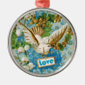  Love duif blauw witte bloemen ornament (Voorkant)