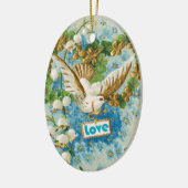  Love duif blauw witte bloemen ornament (Links)