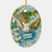  Love duif blauw witte bloemen ornament (Voorkant)